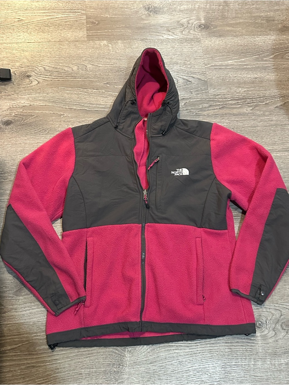 The North Face Fleece Hooded Jacket Fuchsia Black Women’s Size M No Size Tag